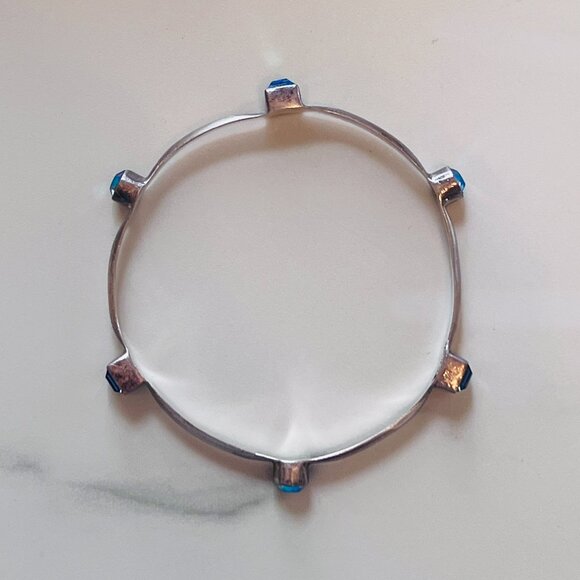 Lovely Vintage.925 Sterling Silver Diamante SOUL FLOWER Bangle Bracelet - Picture 2 of 6